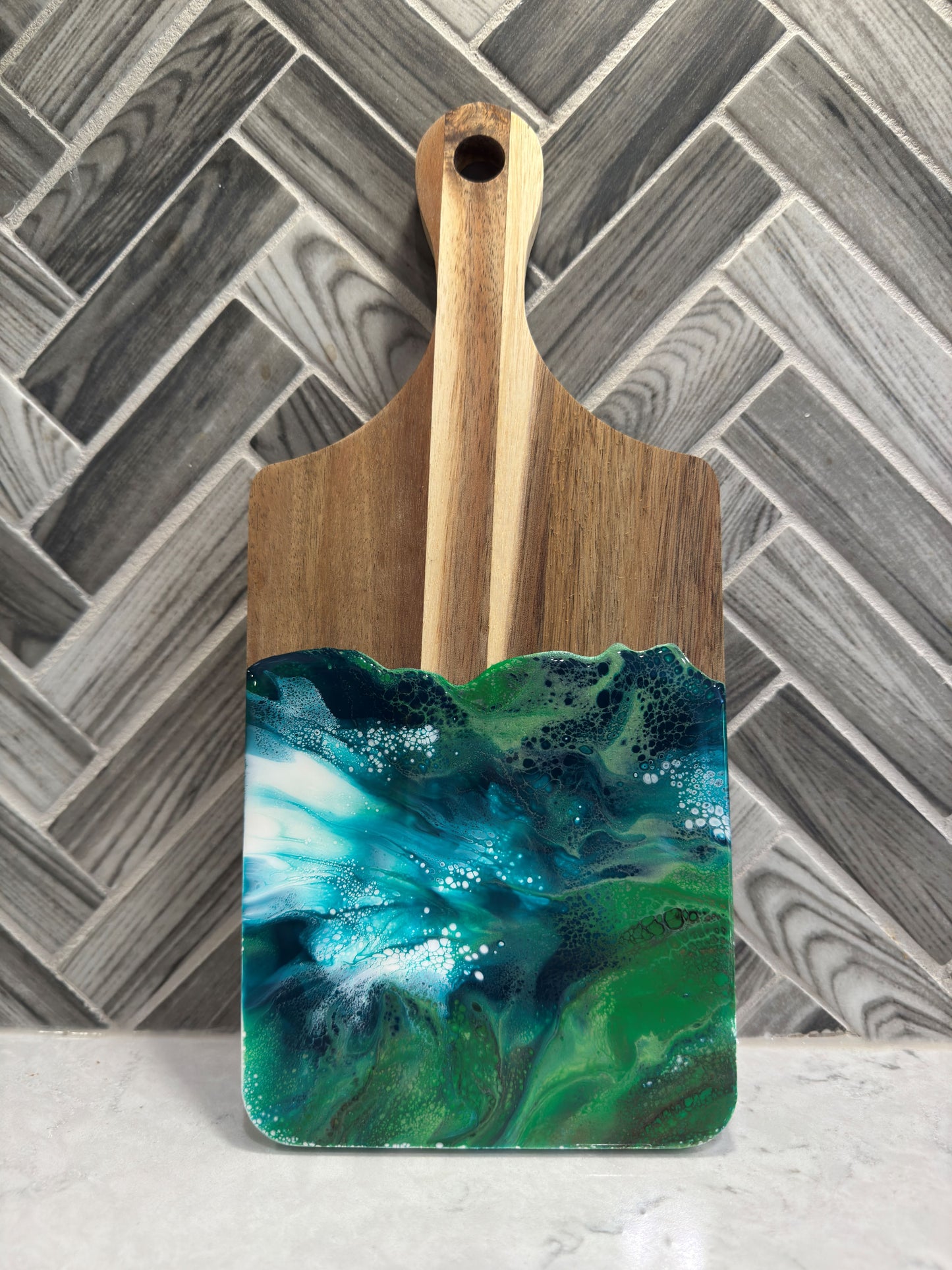 Green and White Cheese Board