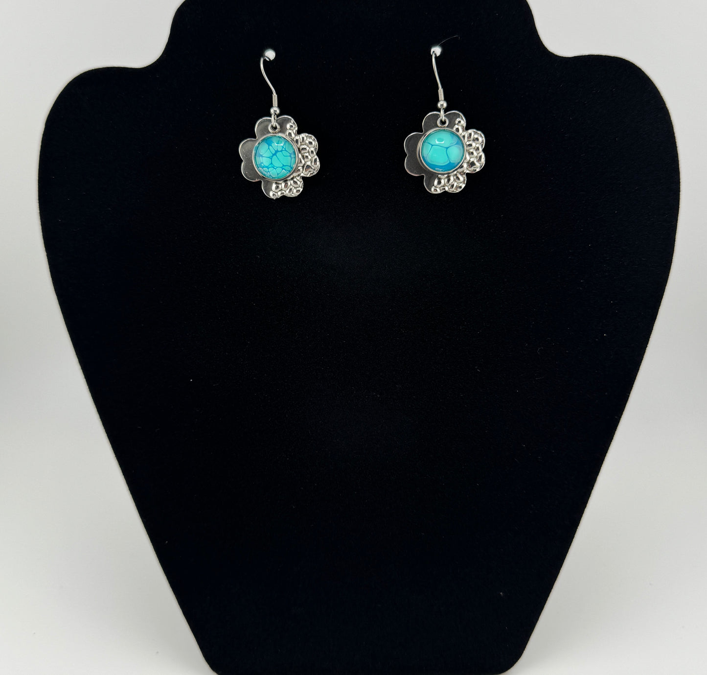 Teal Clover Earrings