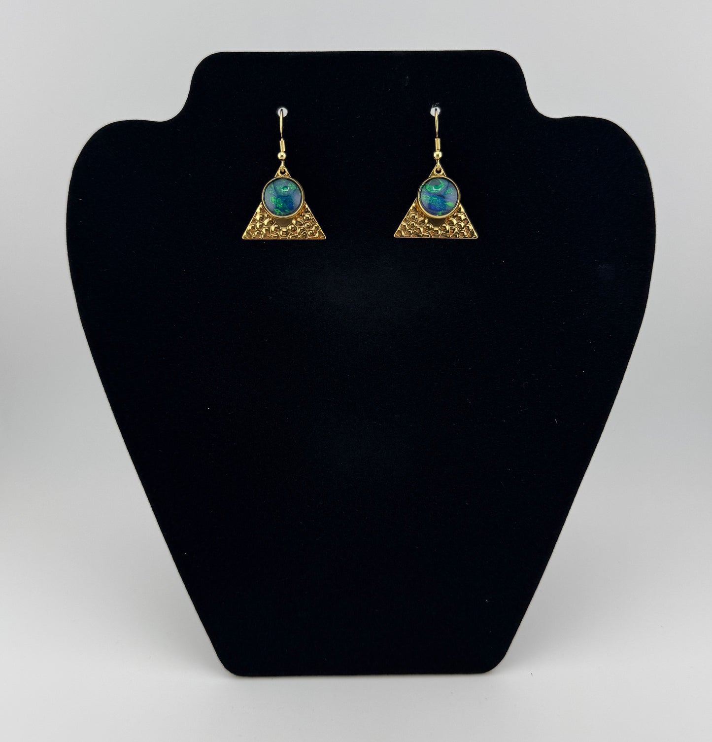 Green/Navy Gold Earrings
