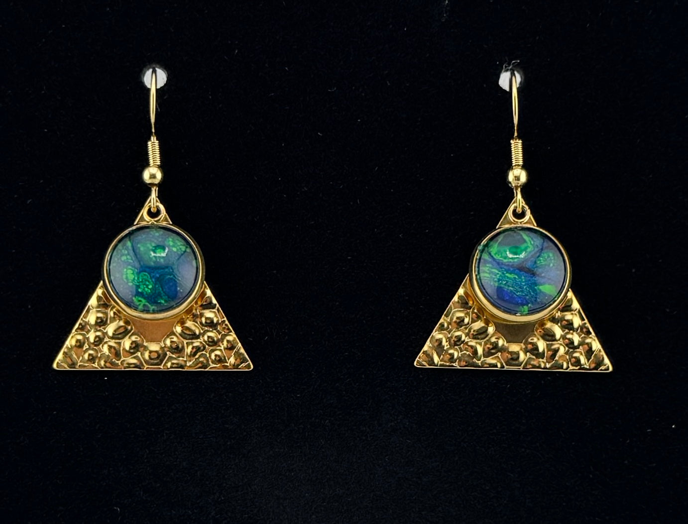 Green/Navy Gold Earrings
