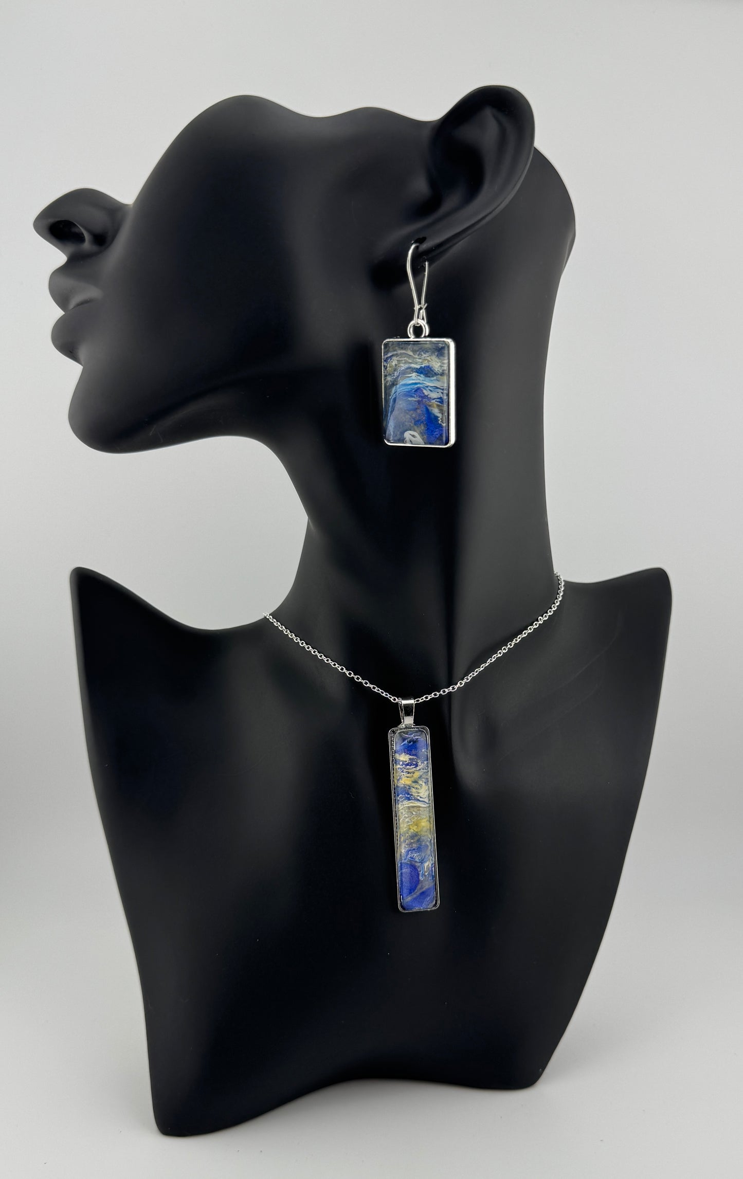 Mountaineer Blue and Yellow Slim Necklace and Earring Set