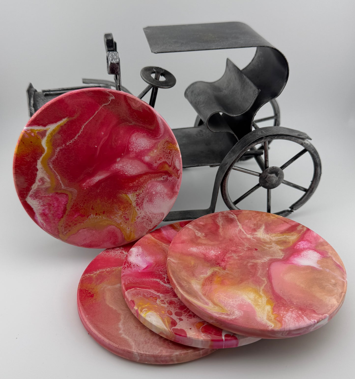 Pink/Gold Round Coasters