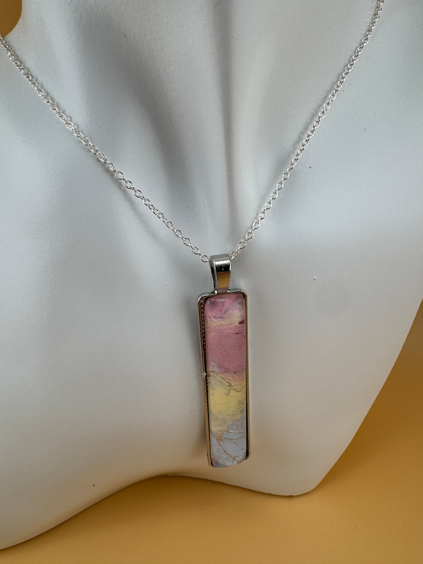Pastel Layered Slim Necklace and Earrings