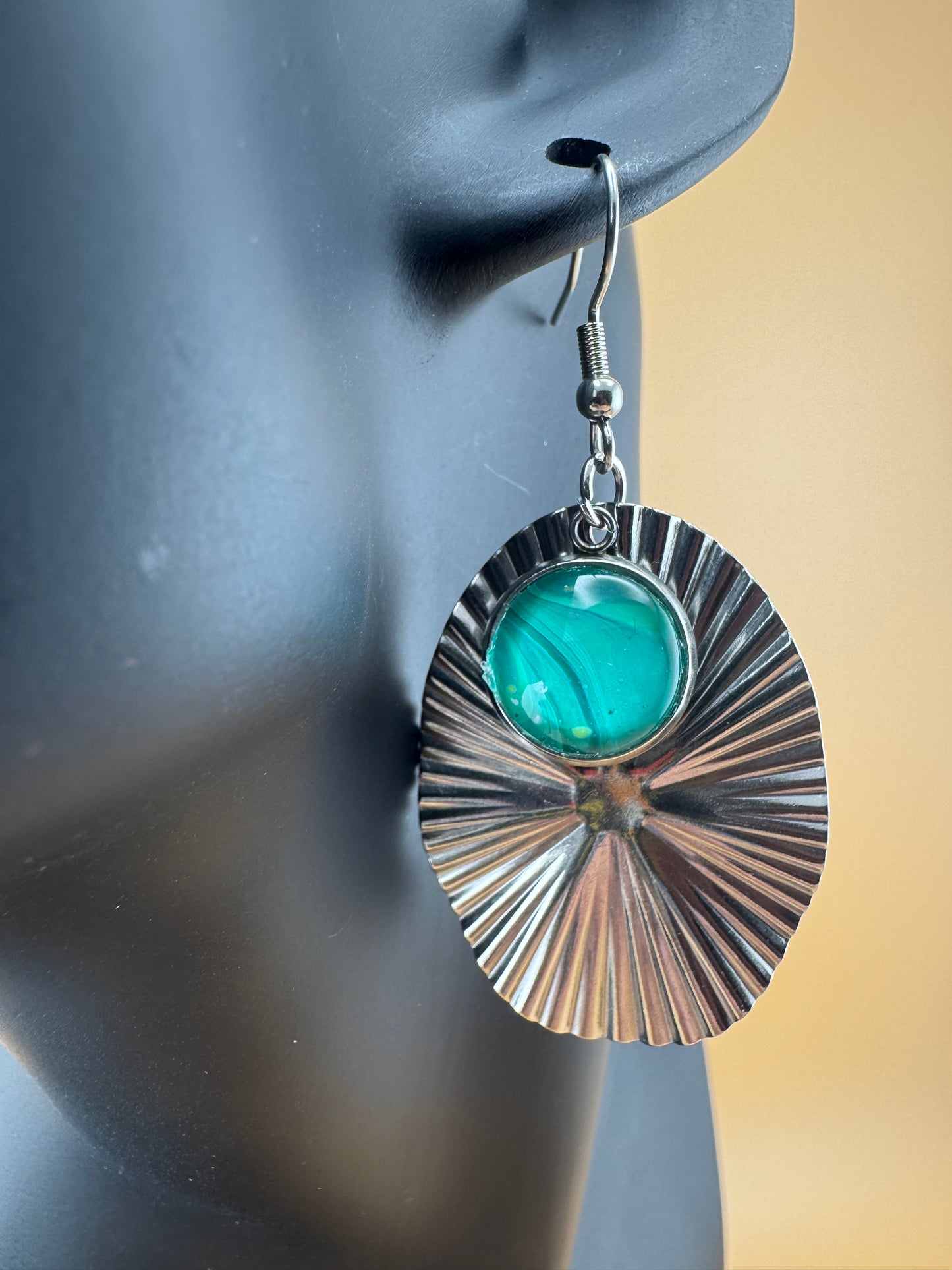 Boho Fan Teal Earrings
