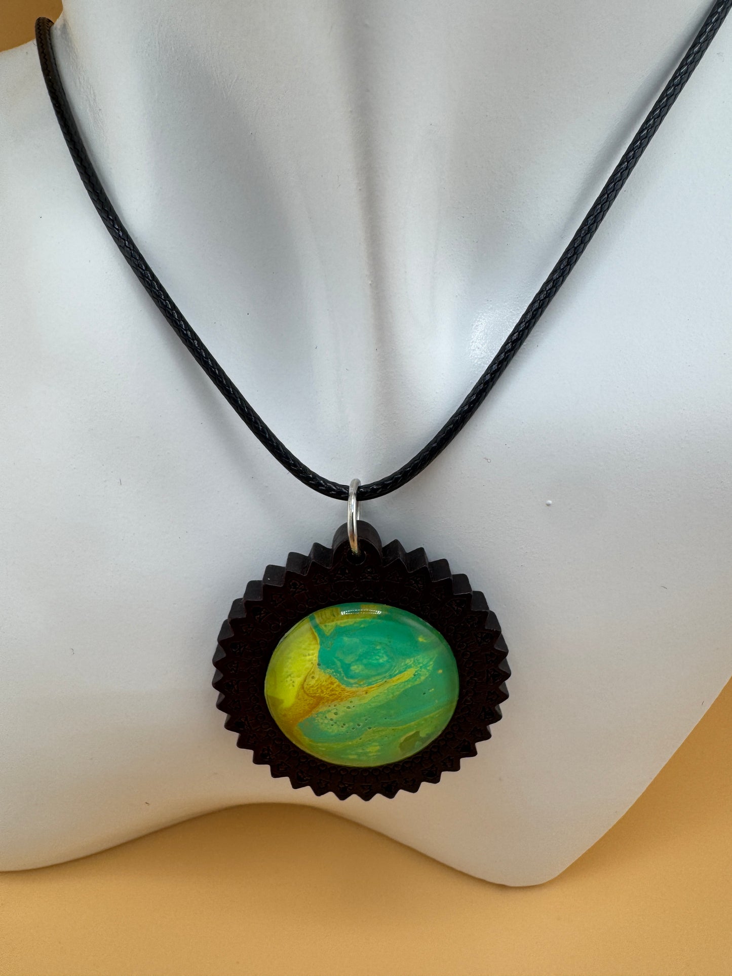 Lemon/Lime Wooden Necklace and Earrings Set