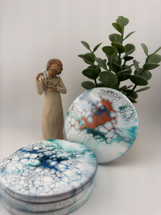 Copper/Teal Round Coasters