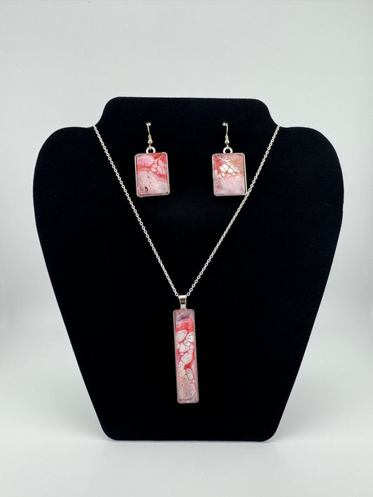 Pink Bubbles Necklace and Earring Set