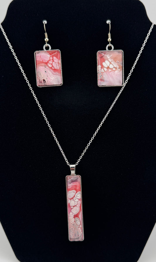Pink Bubbles Necklace and Earring Set