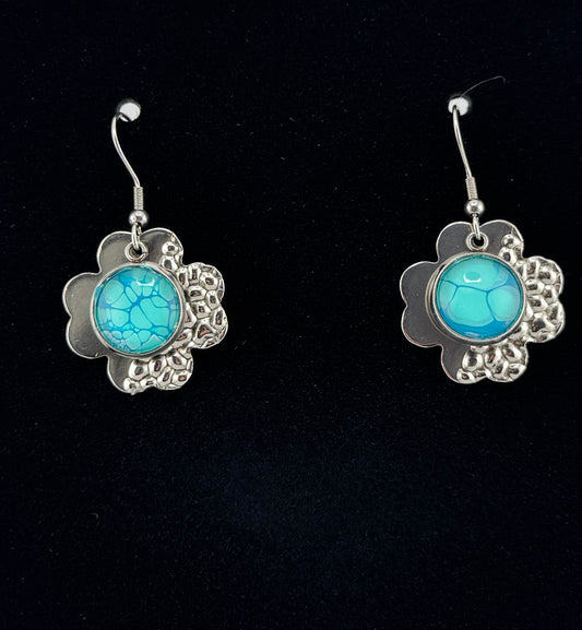 Teal Clover Earrings