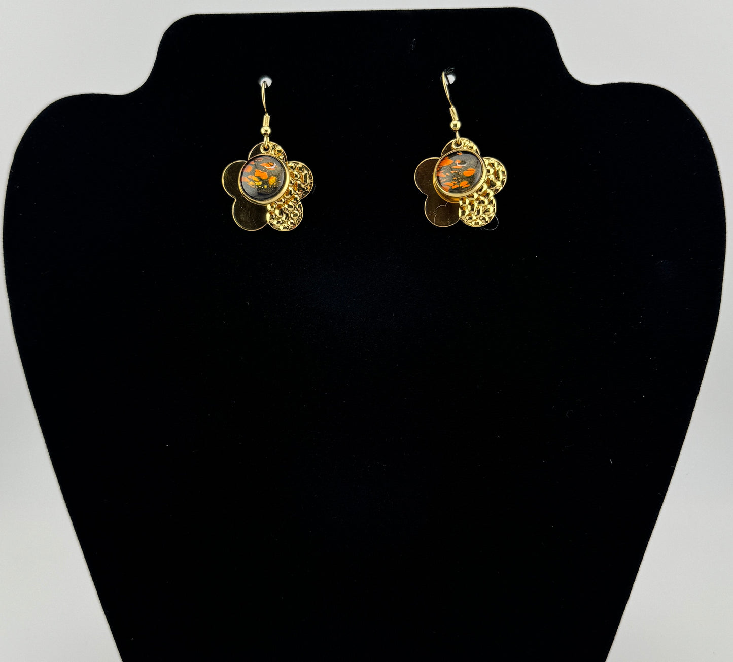 Orange and Black Earring Set