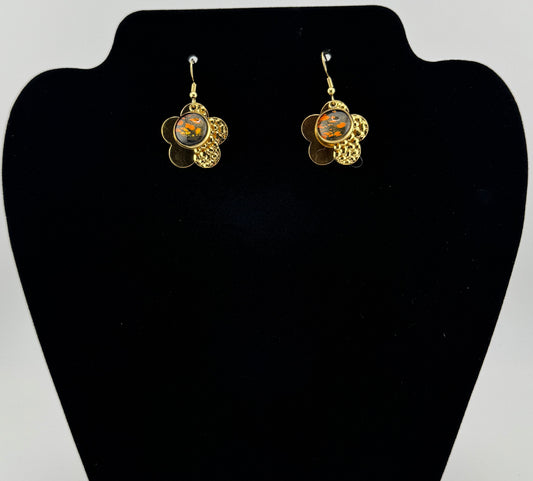 Orange and Black Earring Set