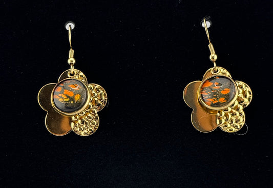 Orange and Black Earring Set
