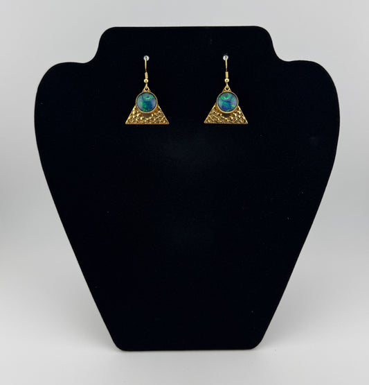 Green/Navy Gold Earrings