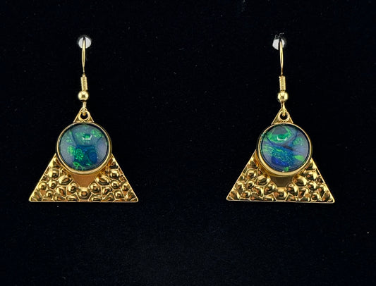 Green/Navy Gold Earrings