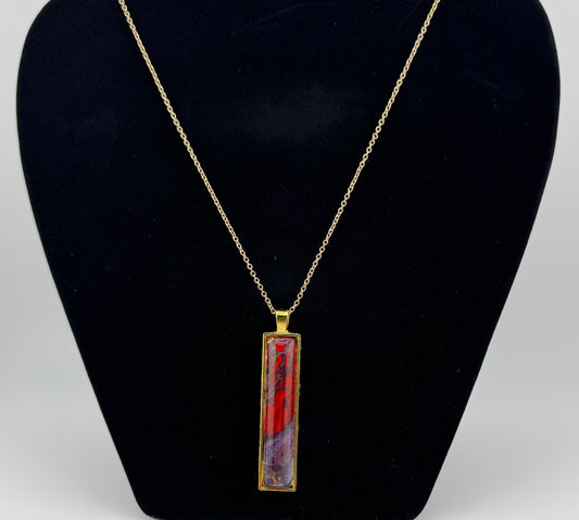 Red/Pearl Purple Slim Necklace