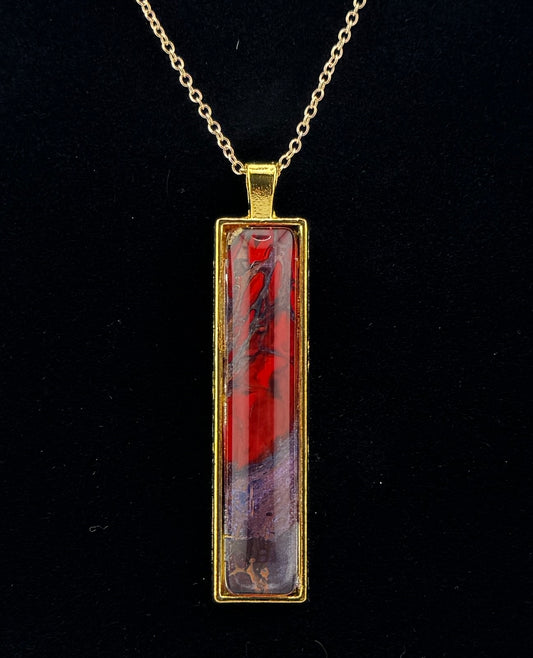 Red/Pearl Purple Slim Necklace
