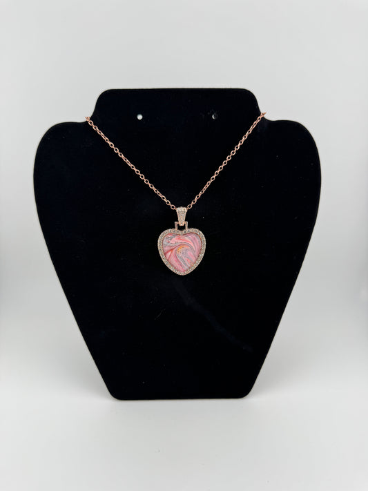 Rose-Gold/Crystal Pink Swirl Necklace