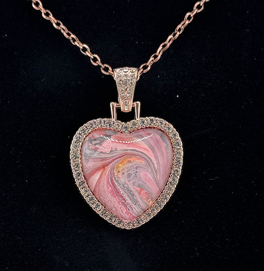 Rose-Gold/Crystal Pink Swirl Necklace