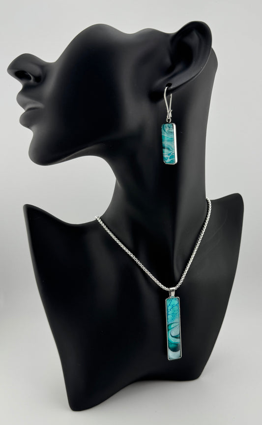 Turquoise Swirl Necklace and Earrings Set