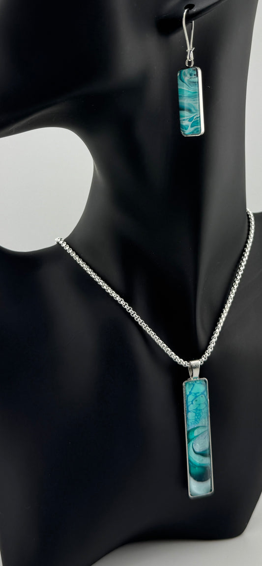Turquoise Swirl Necklace and Earrings Set