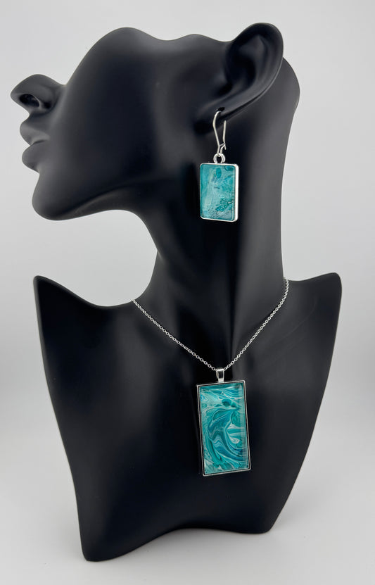 Turquoise Wave Necklace and Earrings