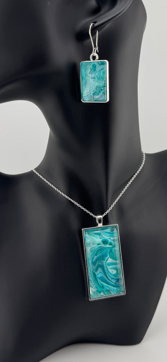 Turquoise Wave Necklace and Earrings