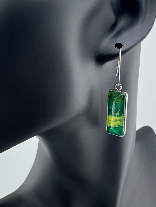 Emerald and Yellow Earrings