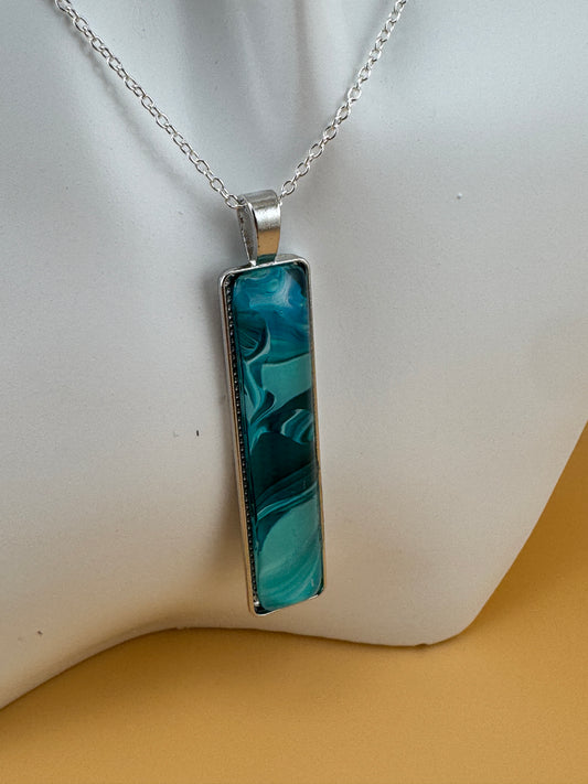 Boho Teal Slim Necklace and Earrings