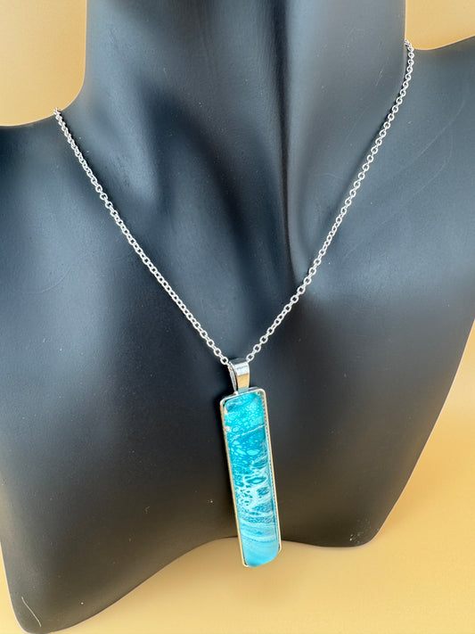 Boho Teal/White Slim Necklace and Earrings