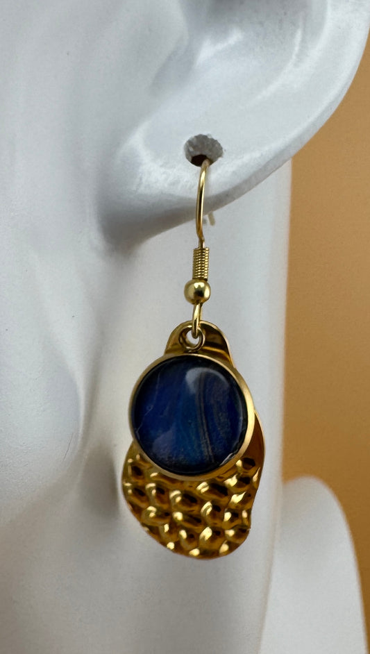 Midnight Blue and Gold Earrings