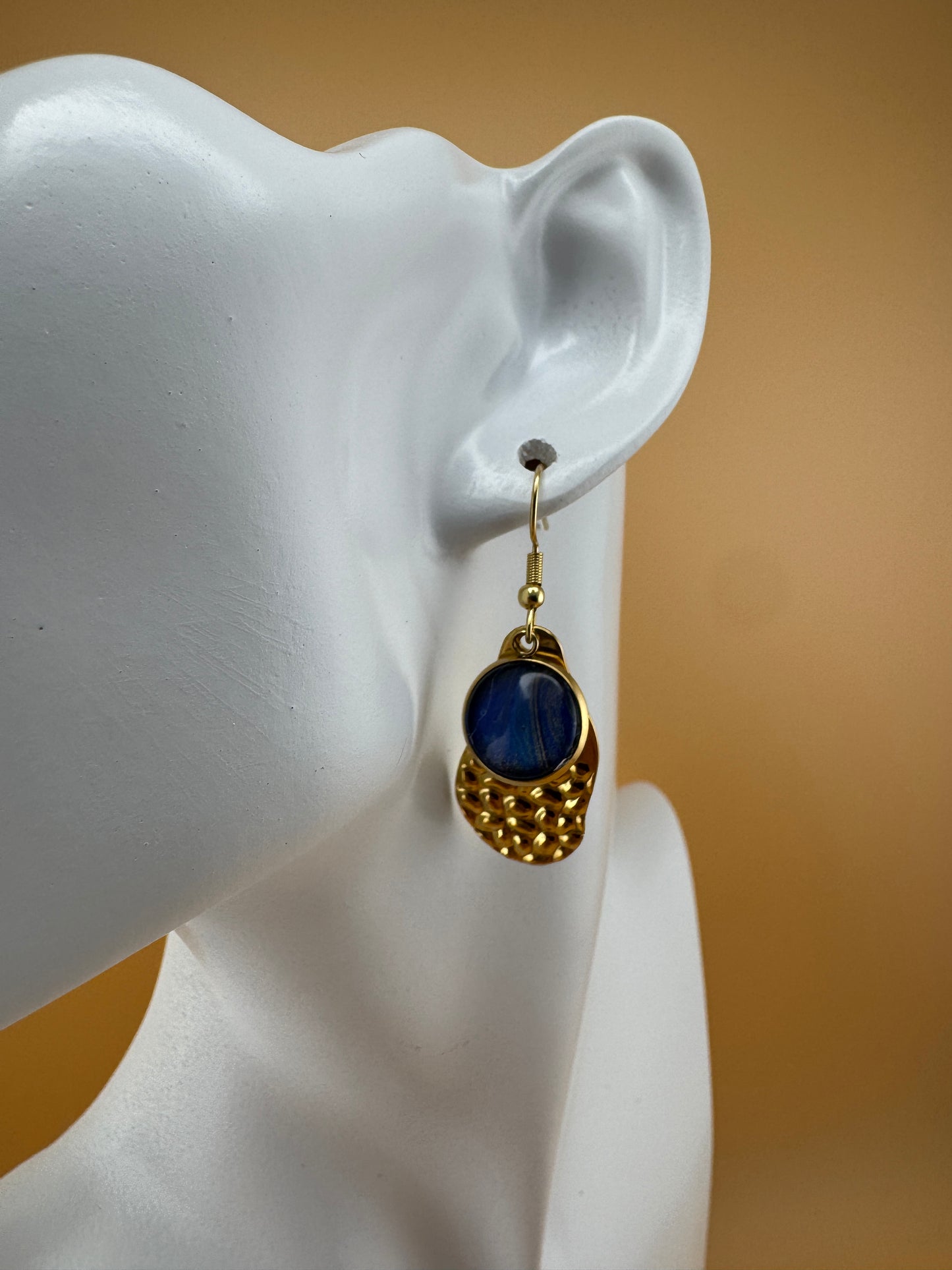 Midnight Blue and Gold Earrings