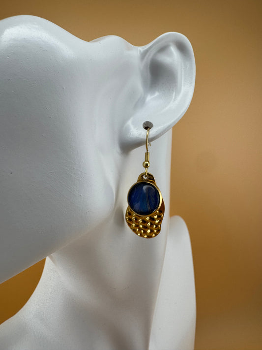 Midnight Blue and Gold Earrings