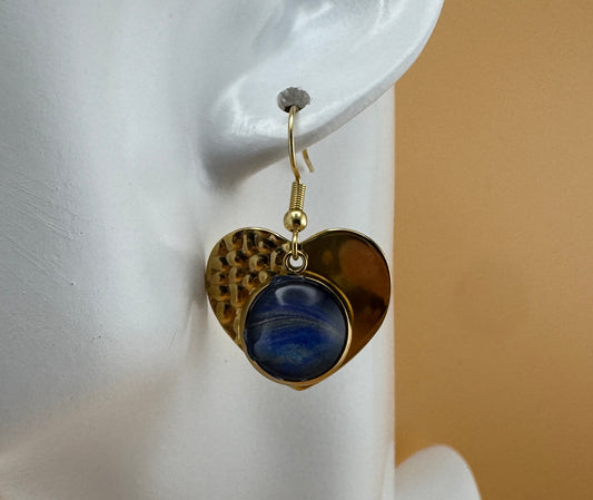 Blue/Gold Love Earrings
