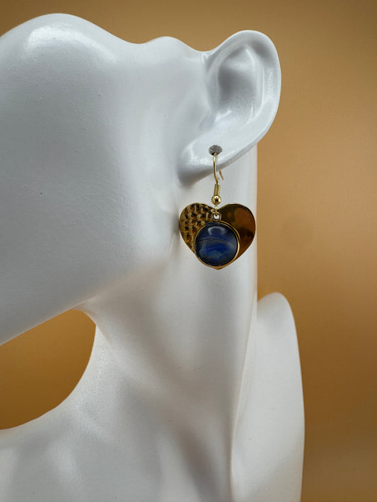 Blue/Gold Love Earrings