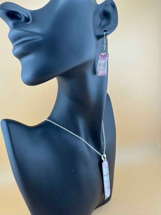 Cotton Candy Pink/Blue Slim Necklace and Earrings Set