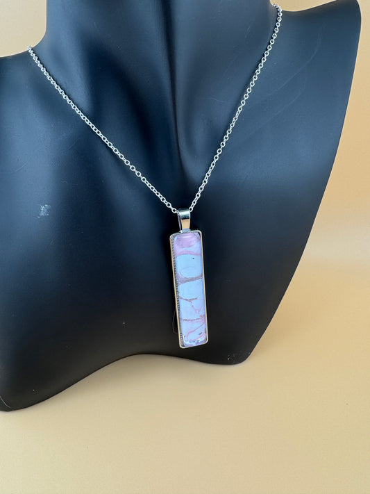 Cotton Candy Pink/Blue Slim Necklace and Earrings Set