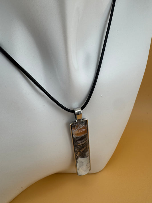 Boho Tan/White/Black Slim Necklace and Earrings Set
