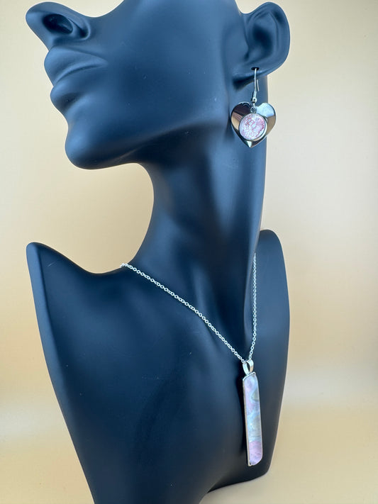 Pastel Love Slim Necklace and Earrings
