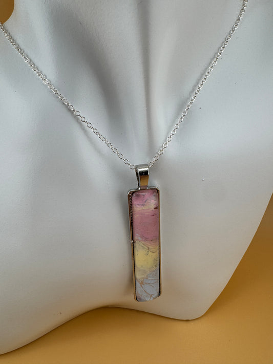 Pastel Layered Slim Necklace and Earrings