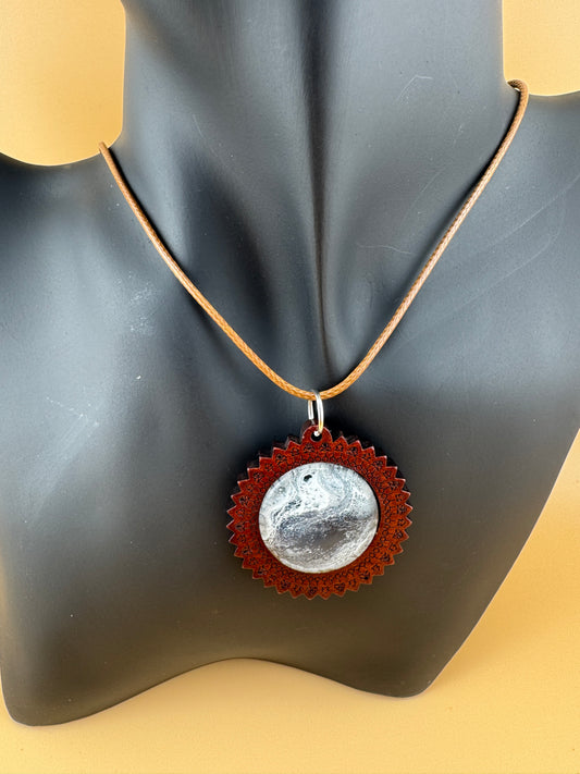 Black White Wooden Necklace and Earrings