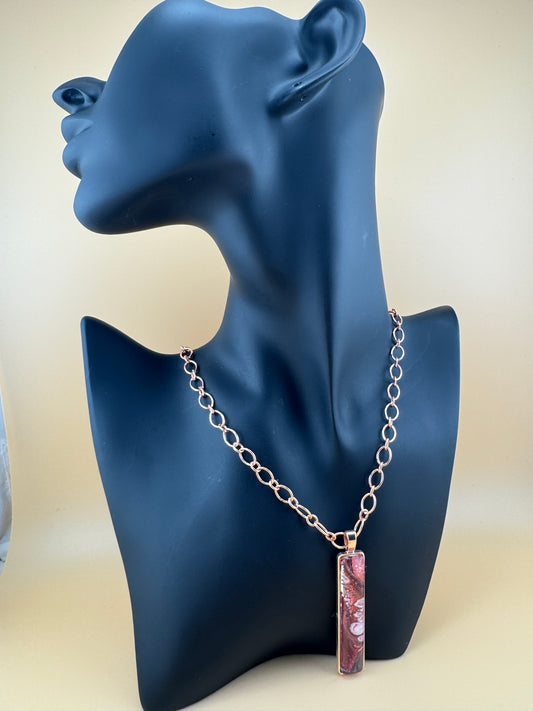 Rose Gold Pink/Red Slim Necklace