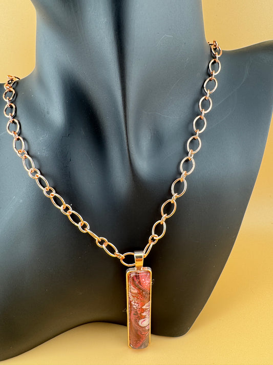 Rose Gold Pink/Red Slim Necklace