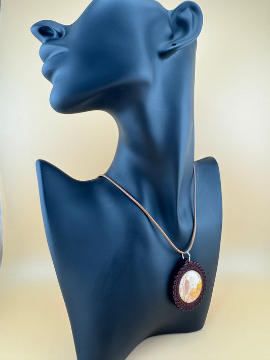 Yellow Shimmer Wooden Necklace and Earrings