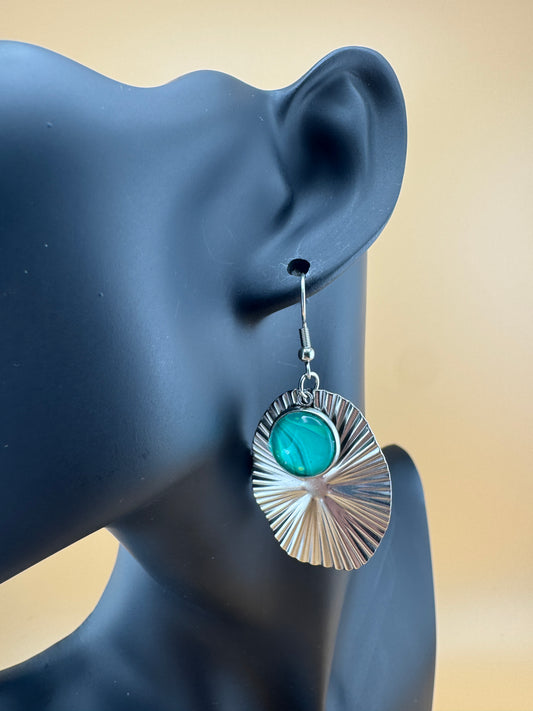 Boho Fan Teal Earrings