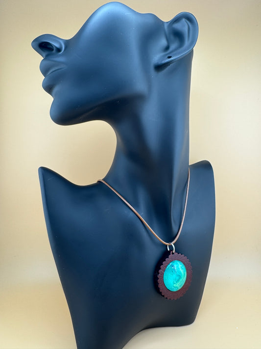 Teal Wooden Necklace