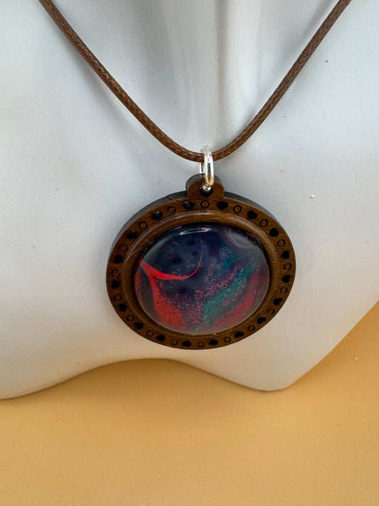 Galaxy Wooden Necklace and Earrings