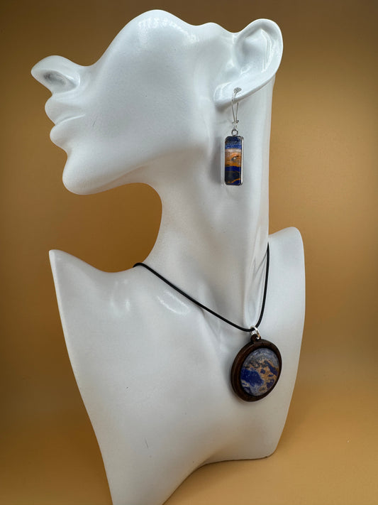 Broncos Wooden Necklace and Earring Set