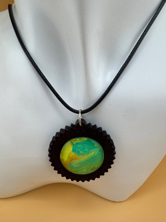 Lemon/Lime Wooden Necklace and Earrings Set