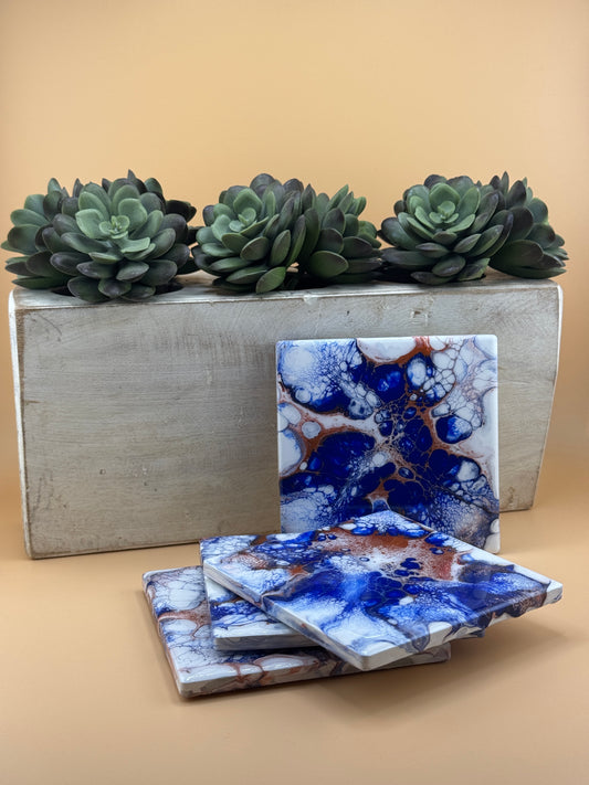 Blue/Orange Square Coasters