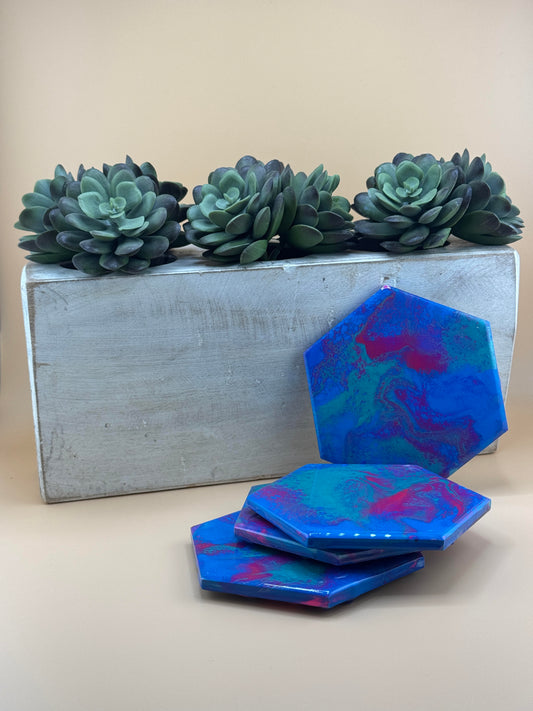 Purple/Teal/Pink Octagon Coasters